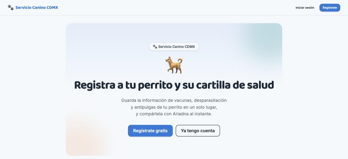 Captura del sitio de Servicio Canino CDMX